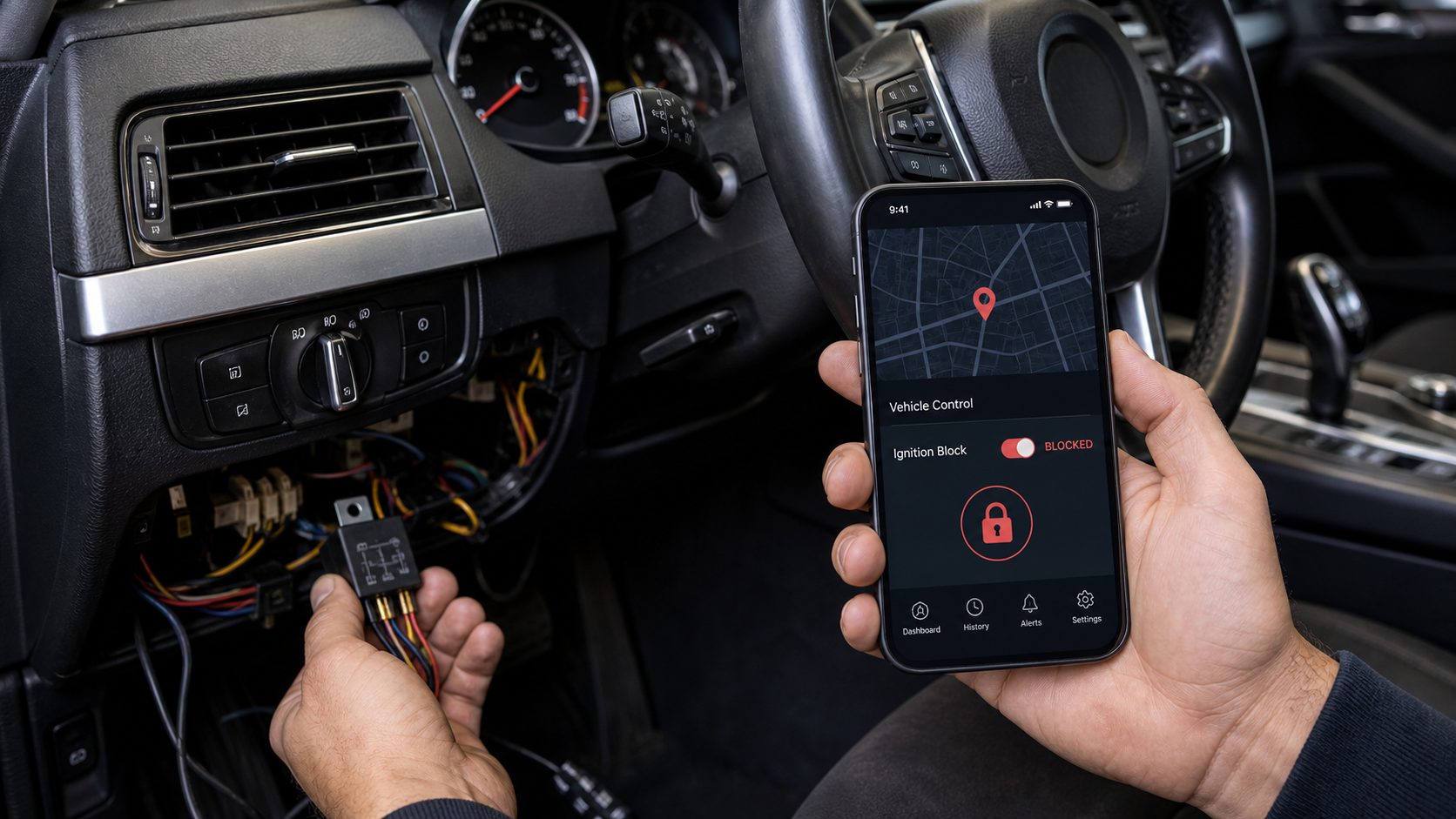 Sterowanie blokadą zapłonu z lokalizatora GPS